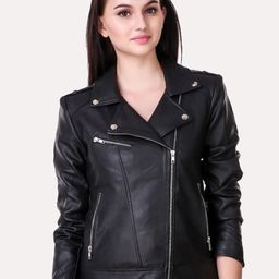 Leather Retail Women Black Crop Biker Jacket-18