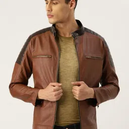 Leather Retail Men Outdoor Biker Jacket-picture-6