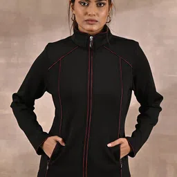Lakshita Women Mock Collar Fleece Outdoor Biker Jacket-picture-40