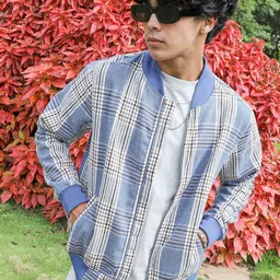 Campus Sutra Tartan Checked Windcheater Bomber Jacket-picture-15