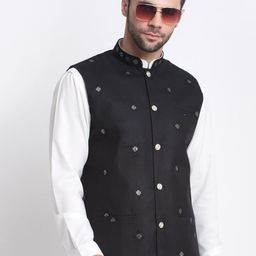 KRAFT INDIA Mandarin Collar Pathani Kurta with Pyjamas & Nehru Jacket-image-72