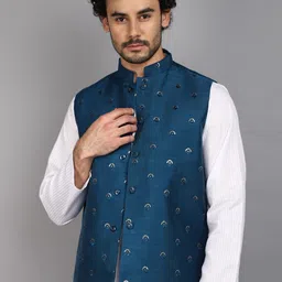 V-Mart Embellished Mandarin Collar Sequinned Nehru Jacket-picture-12