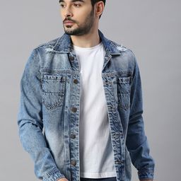 High Star Washed Spread Collar Denim Jacket-24