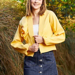 Athena Women Cotton Denim Open Front Jacket-image-24