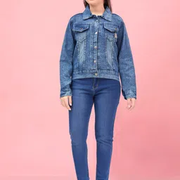 Aarika Girls Washed Lightweight Cotton Crop Denim Jacket-image-66