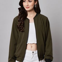 Funday Fashion Collarless Bomber Jacket With Zip Detail-image-102