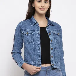 VOXATI Women Blue Solid Denim Jacket-picture-57