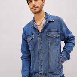 MASCLN SASSAFRAS Blue Washed Pure Cotton Denim Jacket-picture-44