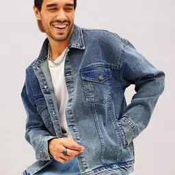 MASCLN SASSAFRAS Washed Relaxed Fit Denim Jacket-image-72