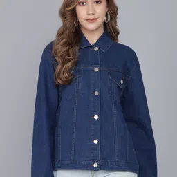 Kotty Women Blue Washed Denim Jacket-image-9