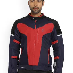 Royal Enfield Colourblocked Stand Collar Windcheater Biker Jacket-picture-33