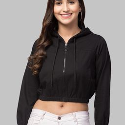 Orchid Blues Women Black Floral Crop Bomber Jacket-image-94