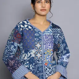 HANDICRAFT PALACE Floral Printed Reversible Pure Cotton Open Front Jacket-image-36