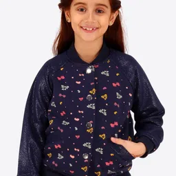 CUTECUMBER Girls Stand Collar Conversational Printed Faux Fur Casual Bomber Jacket-picture-56