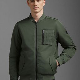 Louis Philippe Jeans Men Stand Collar Solid Casual Bomber Jacket-picture-15