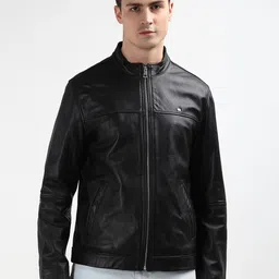 Tommy Hilfiger Men Brown Solid Stand Collar Full Sleeves Open Front Jacket image 1