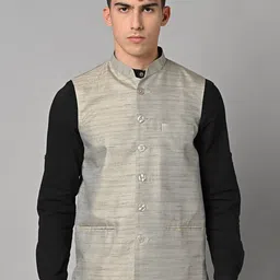 Vastraa Fusion Woven Cotton Nehru Jacket-image-39