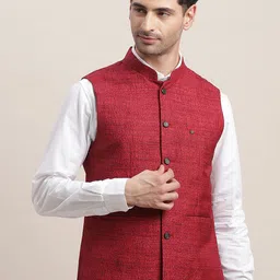 Turtle Men Printed Slim-Fit Woven Nehru Jacket-34