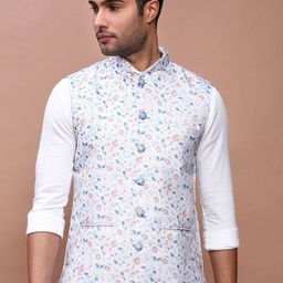 SHOWOFF Printed Slim Fit Nehru Jacket-image-77