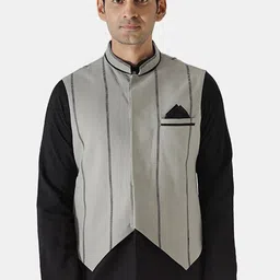 KISAH Men Striped Woven Nehru Jackets-picture-25