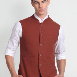 Arrow Mandarin Collar Slim Fit Nehru Jacket-picture-40