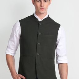 Arrow Mandarin Collar Self-Design Nehru Jacket-picture-28