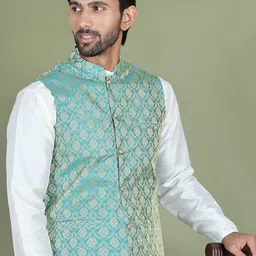 Jompers Men Woven Design Nehru Jacket-19