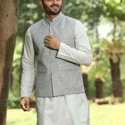 Authentics Woven Design Nehru Jacket-5
