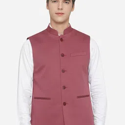 JB STUDIO Men Pink Solid Nehru Jacket-48