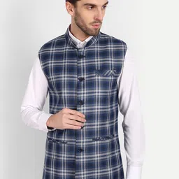 Vandnam Fabrics Men Checked Slim Fit Woolen Nehru Jackets-15