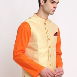 NEUDIS Men Jacquard Dupion Silk Nehru Jacket-image-65