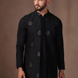 KISAH Embroidered Open Front Nehru Jacket image 1