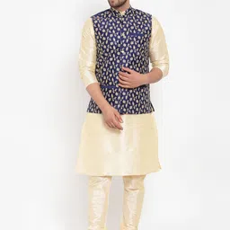 KRAFT INDIA Dupion Silk Kurta With Churidar & Nehru Jacket-image-43