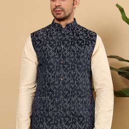 MULTI SHADES Men Embroidered WovenNehru Jackets-25