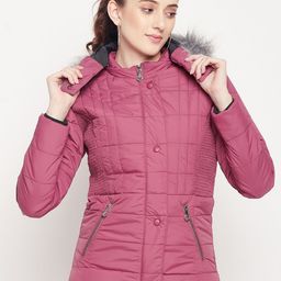 Adobe Women Pink Solid Hooded Lightweight Parka Jacket-image-15