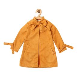 PICCOLO Girls Mustard Suede Longline Parka Jacket-image-52