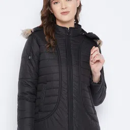 VERO AMORE Women Black Insulator Polyester Parka Jacket-image-77