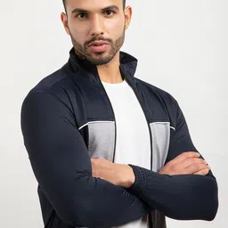ARMISTO Men Navy Blue Grey Colourblocked Water Resistant Dry Fit Sporty Jacket-39