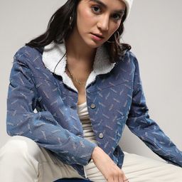 Campus Sutra Blue Distress Windcheater Denim Jacket-16