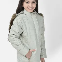 Crimsoune Club Girls Hooded Faux Fur Trim Longline Padded Jacket-image-3