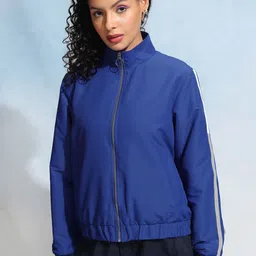 Tokyo Talkies Women Checked Crop Bomber with Embroidered Jacket-41