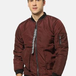 Campus Sutra Men Red Windcheater Bomber with Embroidered Jacket-image-51