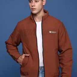 SHOWOFF Men Striped Windcheater Bomber with Embroidered Jacket-image-80