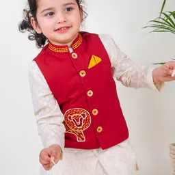 Tiber Taber Boys Embroidered Pure Cotton Nehru Jacket-picture-4
