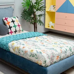 URBAN SPACE Blue Floral AC Room Single Bed Blanket-picture-17