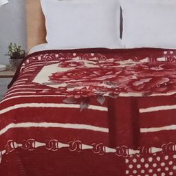 Signature Red Floral Microfiber Heavy Winter Double Bed Blanket-54