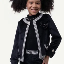 One Friday Girls Houndstooth Checked Tailored Jacket-picture-19