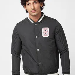 SPYKAR Mock Collar Varsity Jacket-12