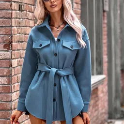StyleCast Blue Long Sleeves Longline Tailored Jacket-image-59