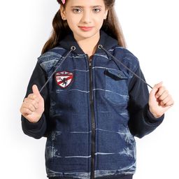 BAESD Girls Washed Hooded Denim Jacket-image-71